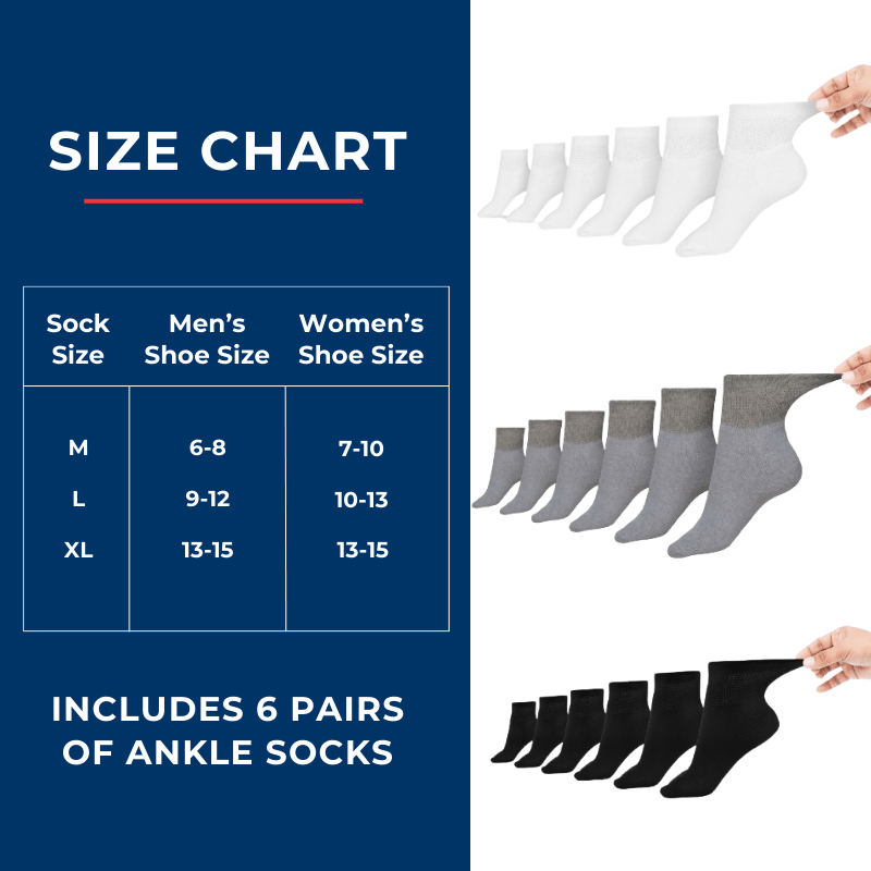 Women's Cotton Diabetic Ankle Socks (6 Pair) - Pleasant valley salesWomen's Cotton Diabetic Ankle Socks (6 Pair)